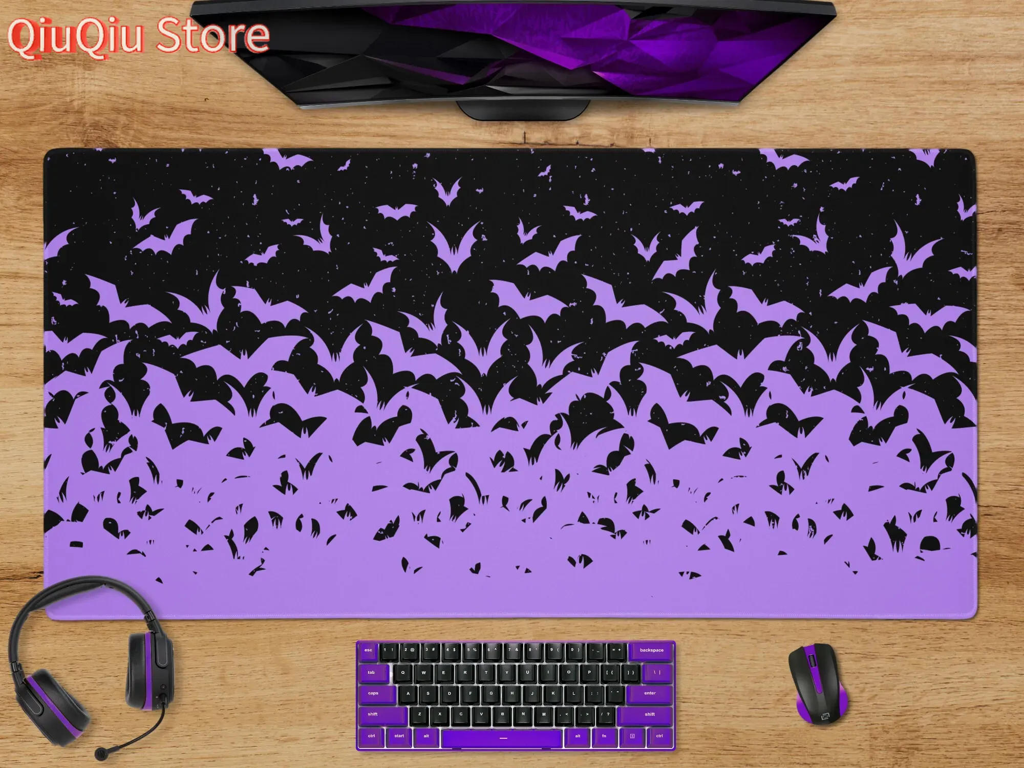 Tradescantia Purple - Vleermuizen Halloween Bureaumat Paars Gaming Grote